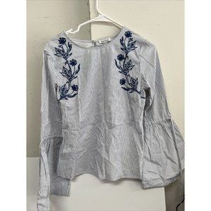 Dizzy Lissy Women's Long Sleeve Flower Button up Shirt LIGHT BLUE SIZE S